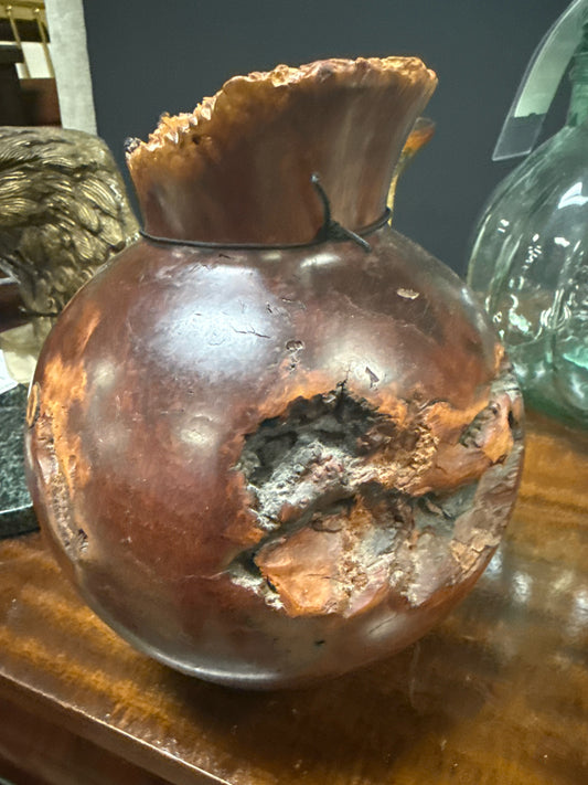 Vintage Turned Burled Wood vase