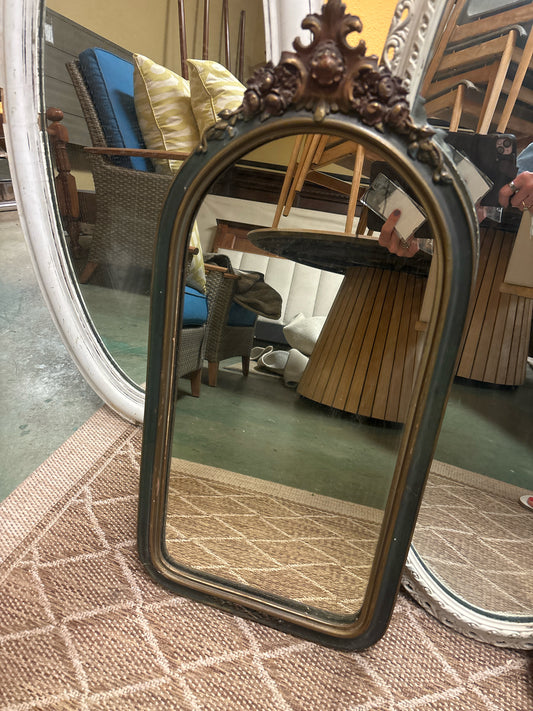 Antique Green Ornate Mirror