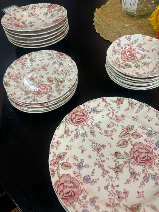 Johnson Bros Rose Chintz Pink China (25 Pieces - Listed on Back)