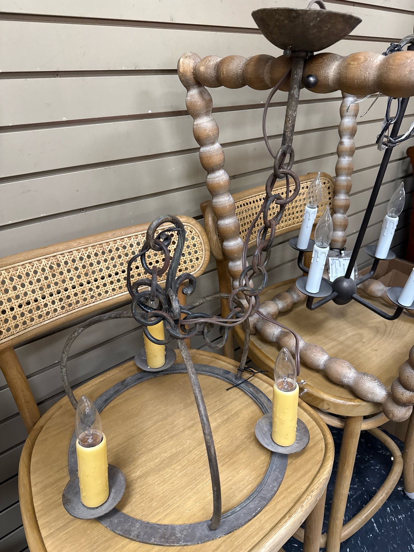 Rustic Spanish Revival Style Wrought Iron 3 Light Chandelier