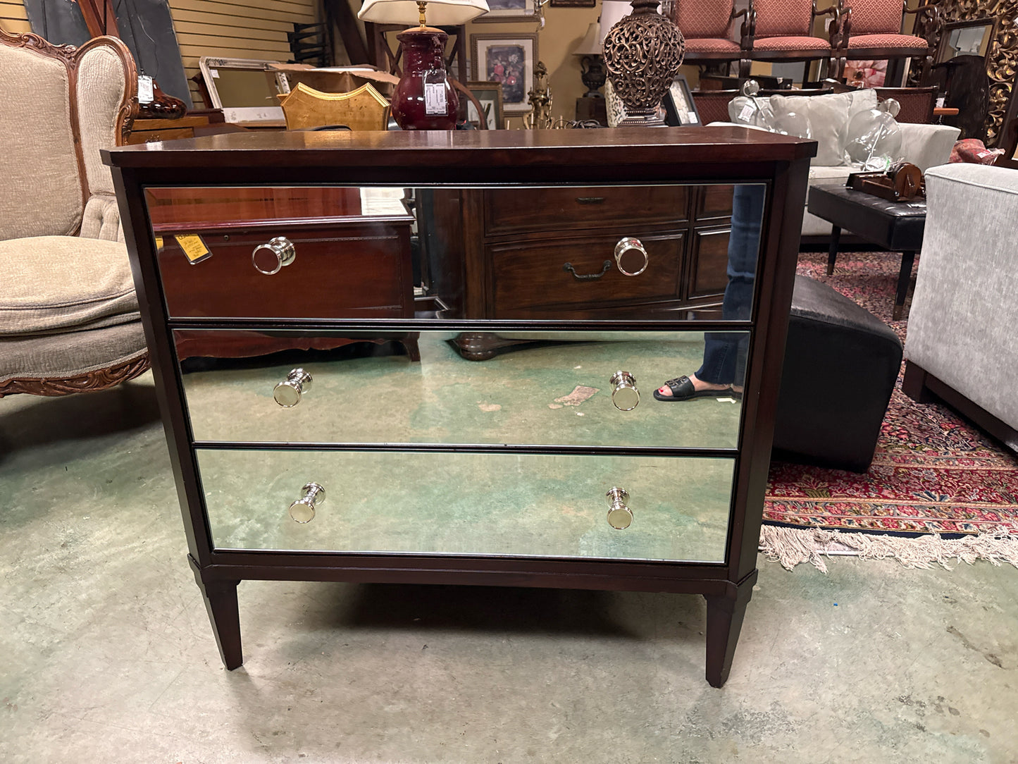 PAIR of "Veronica" Nightstands w/ 3 Mirrored Drawers (33x18x33)