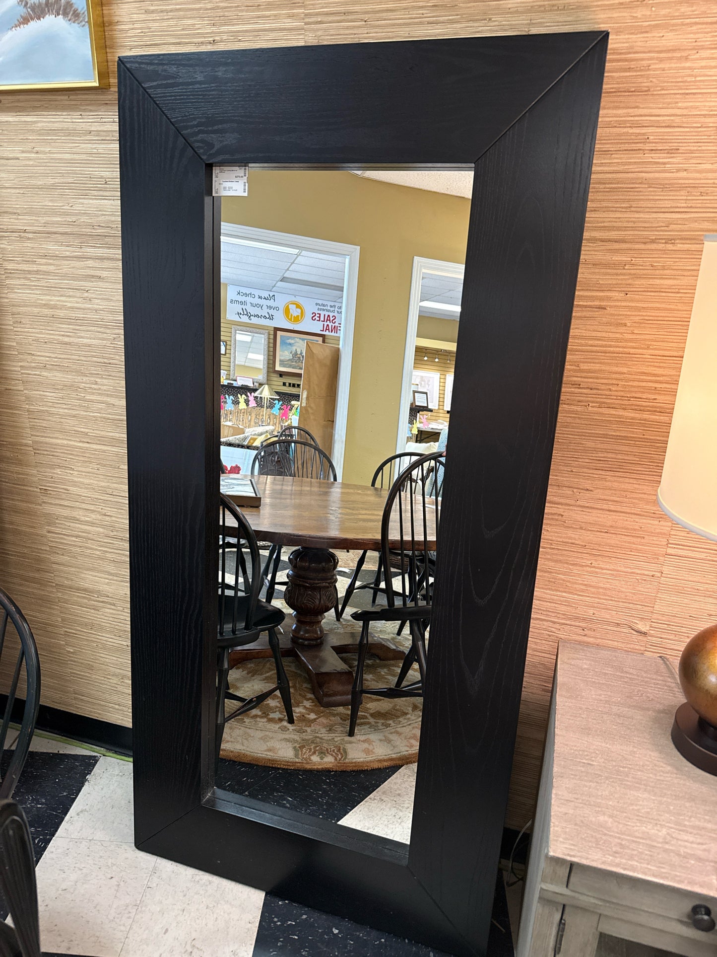 Large Floor Leaning Mirror w/ Nailheads