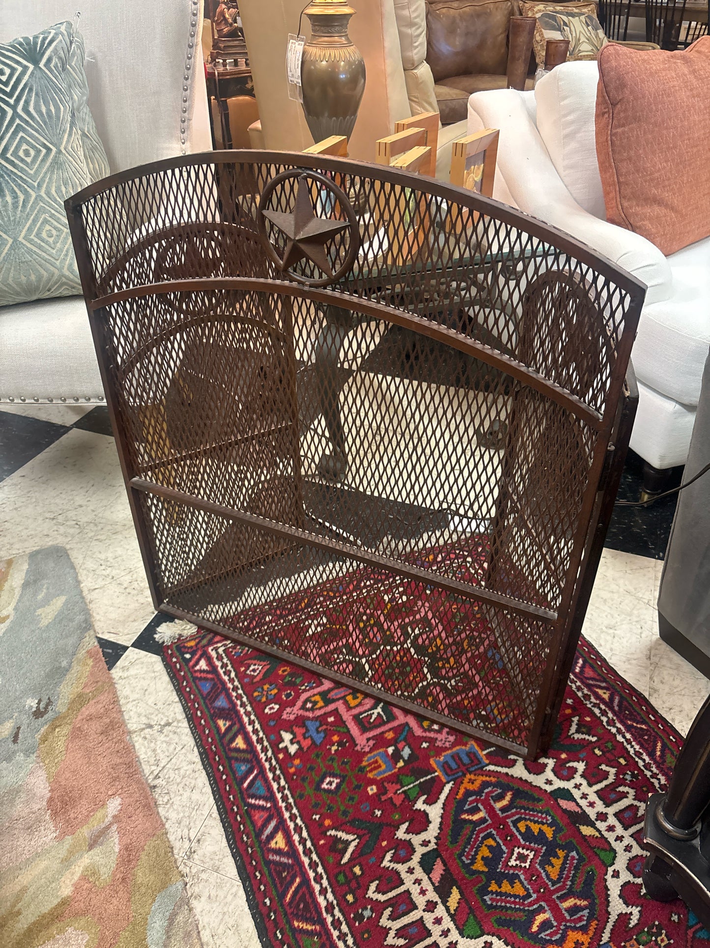 Iron TX Star Trifold Fireplace Screen