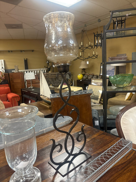 PAIR of 37" Tall Wrought Iron Sconces w/ Glass Globes