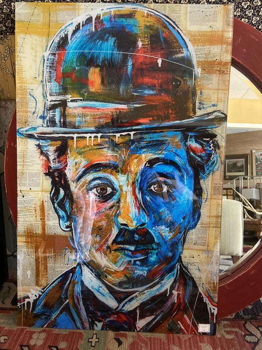 Glass Wall Art - Charlie Chaplin (43.5" X 27.5")