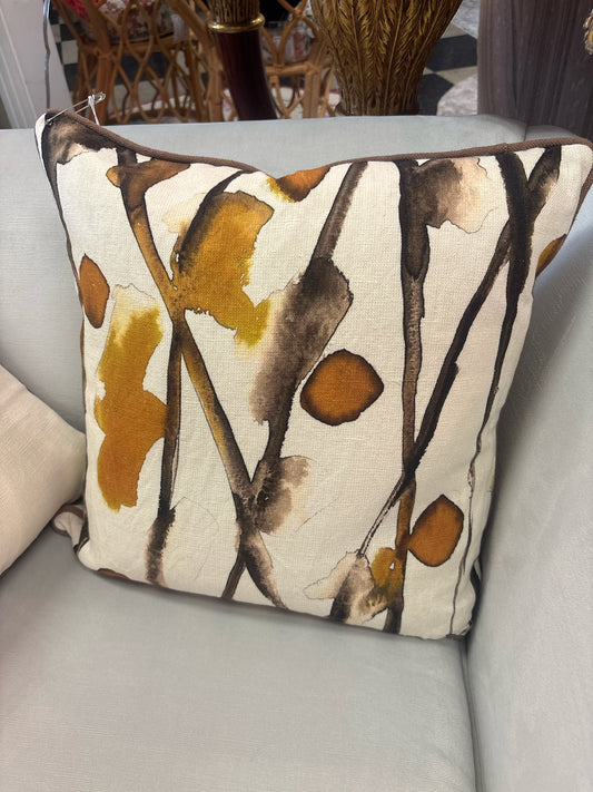 Custom Down Filled Brown/White/Amber Design Pillow