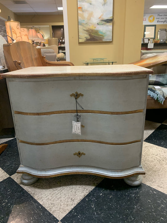 Austrian Painted Serpentine Commode 3-Drawer Dresser (3 Keys)