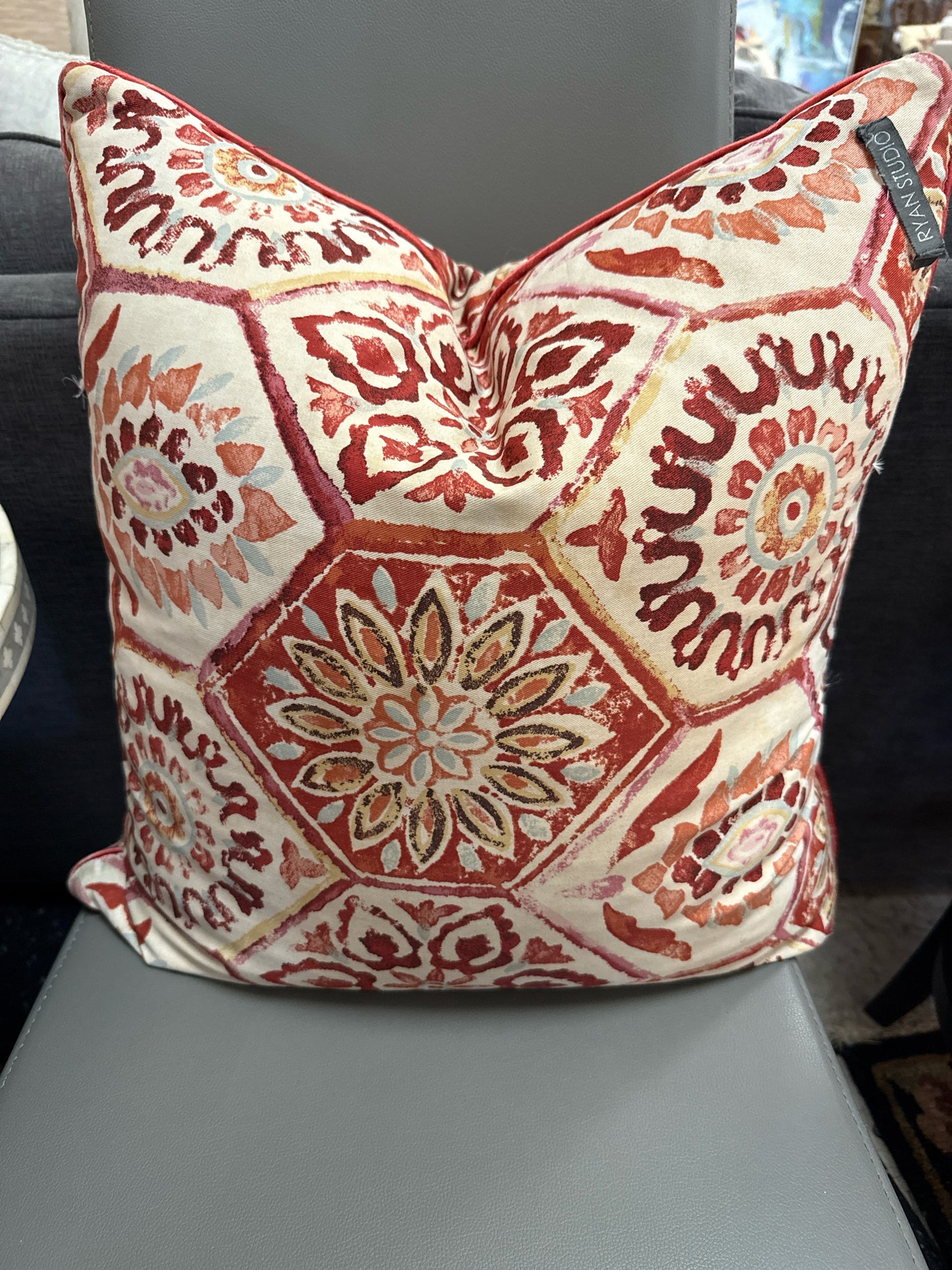 PAIR Downfilled Amber/Cream/Aqua Pillows