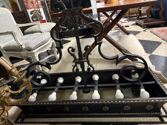 Black Metal Multi Bulb Light Fixture w/ Pot Hangers