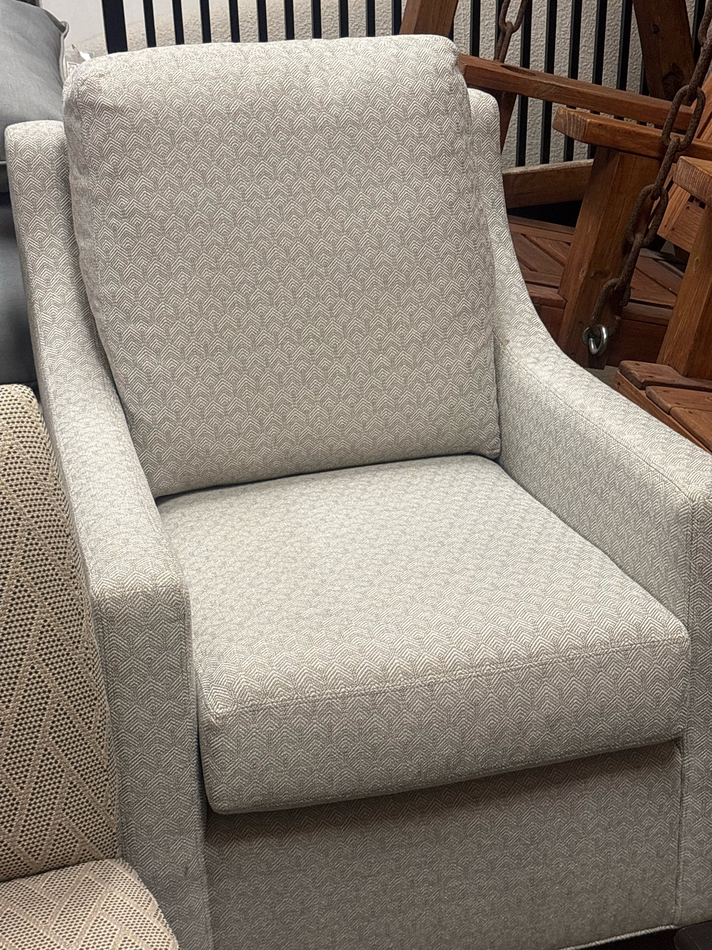 CR Laine Heath Swivel Glider Rocker Chair w/ Beige Upholstery