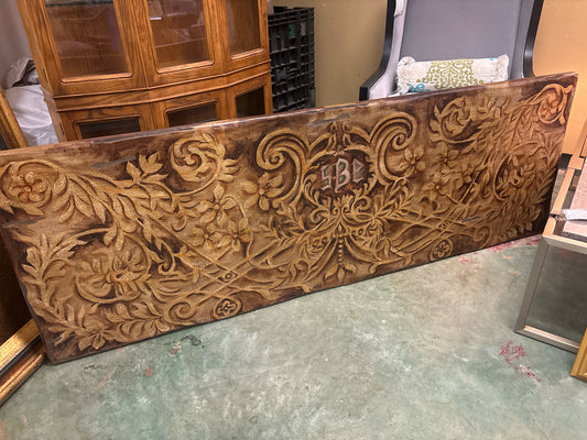 Brown & Gold Hand Painted Wood Wall Panel (28x83)
