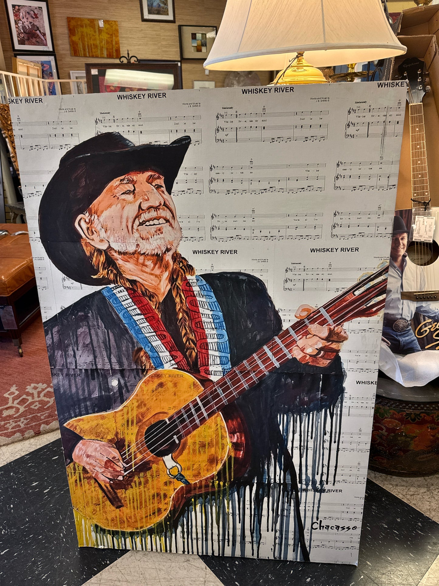 Willie Whiskey River on Wood Panel- LOCAL ARTIST: Chacasso  (48"x32")