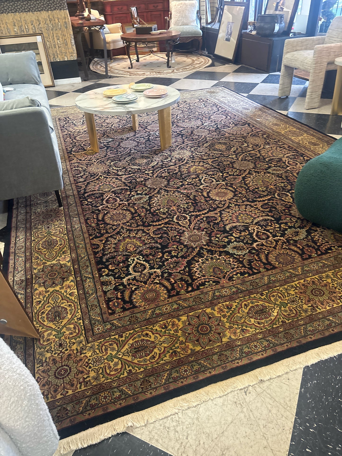 Multicolor Hand Knotted Persian Rug w/ Beige Fringe (13x9)