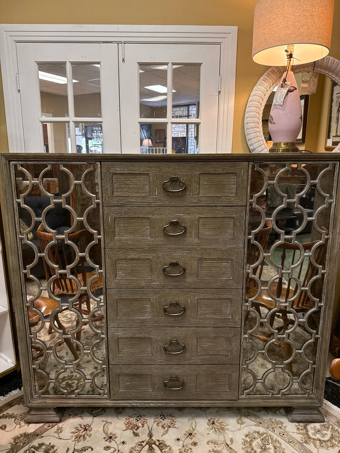 Bernhardt-Mirrored 6-Drawer Chest/Dresser w/Velvet-lined Drawers