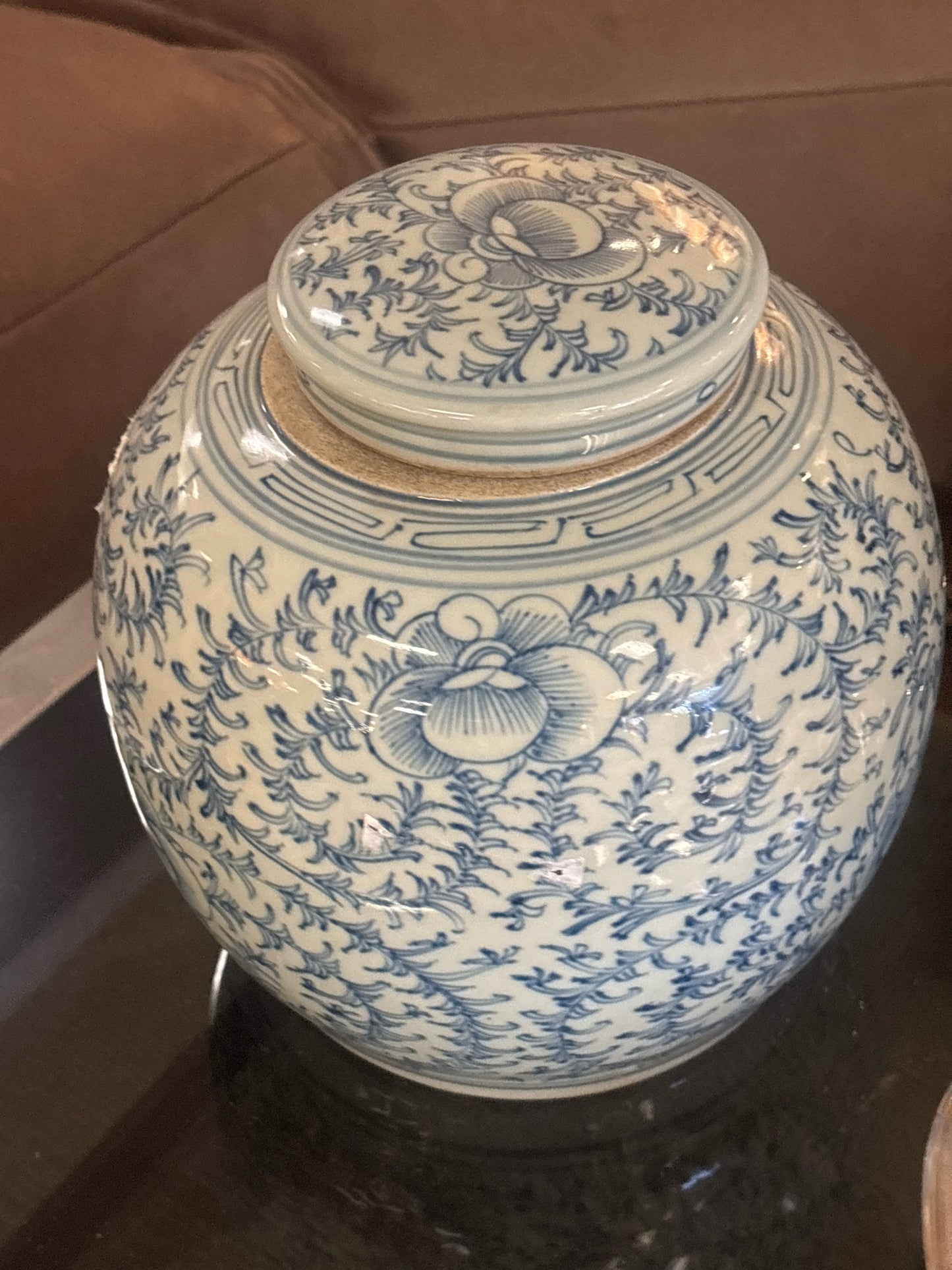 Blue & White Ginger Jar w/ Lid