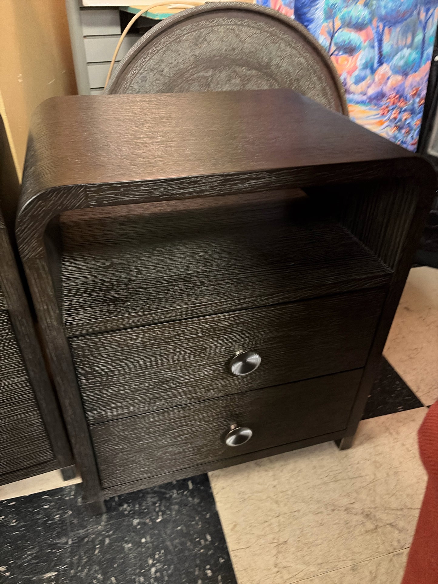 PAIR Caracole Modern Nightstands w/2 Drawers & Shelf