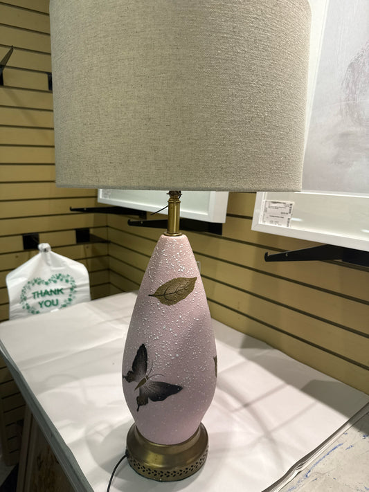 Vintage 1950's  Pink Spatterware Tear Shaped  Lamp
