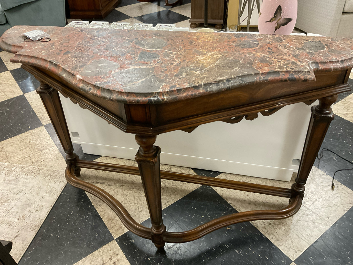 Henredon, Amalfi Collection, Triangular Marble Top Console - 58W X 20D X 36.5H