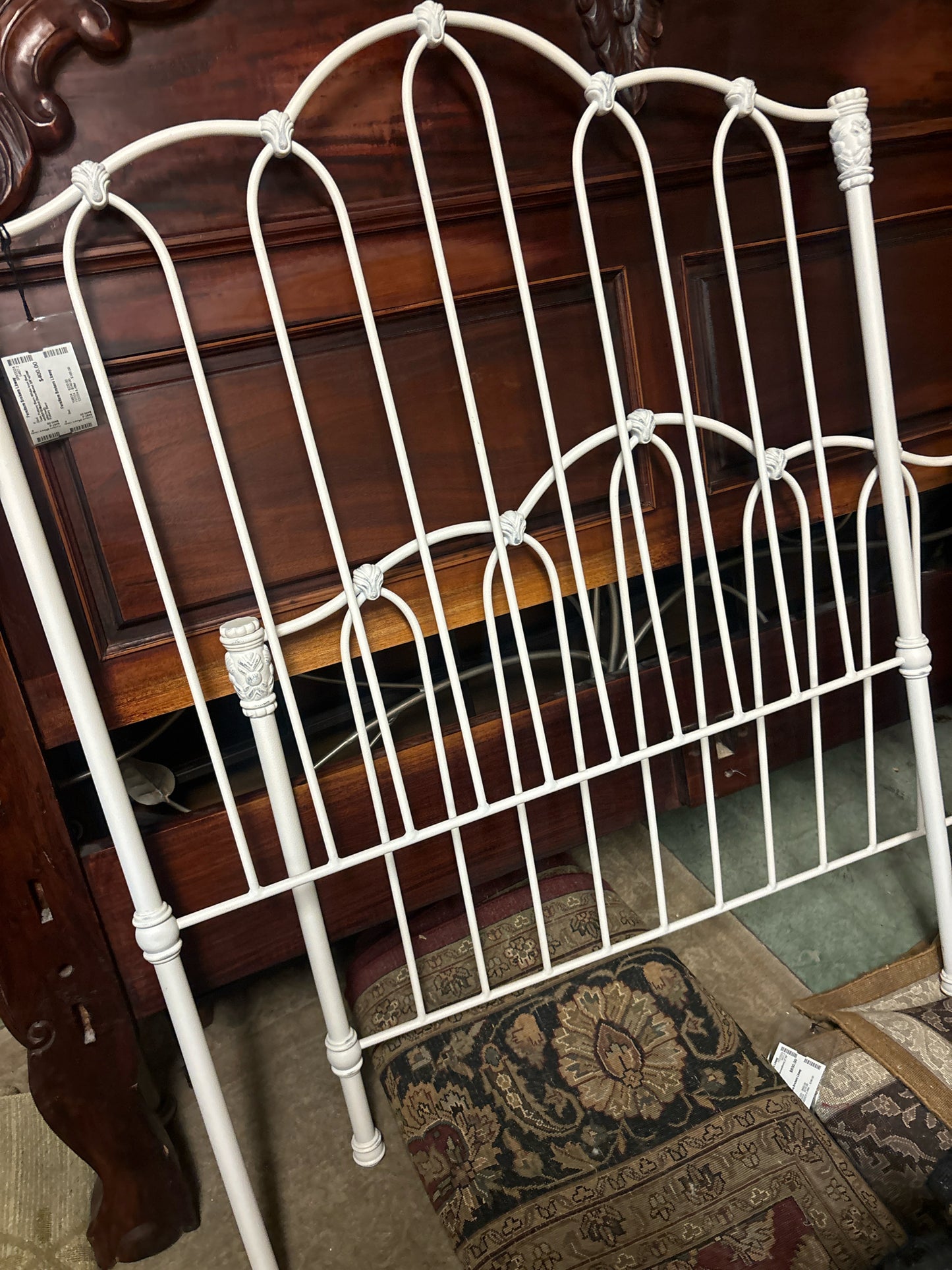 Twin Pottery Barn White Iron Bed w/HB/FB/Metal Slats/Metal SR's(HW attached)