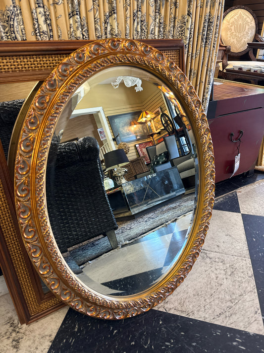 Oval Gold Baroque Beveled Mirror