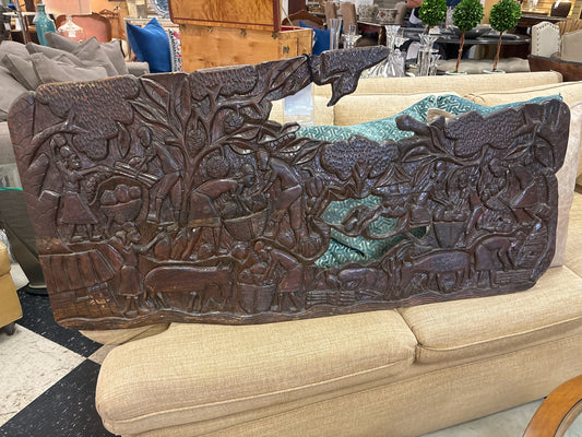 Carved Wood Wall Relief Plaque from Haiti 50x25