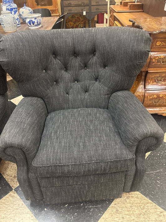 RH Ebony Wingback "Churchill" Recliner w/ Tufted Back & Nailheads