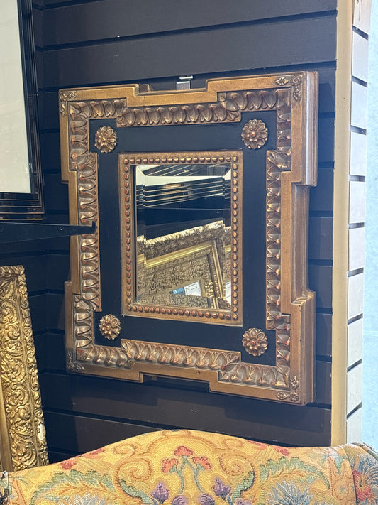 Beveled Mirror w/ Black & Gold Frame (18x20)