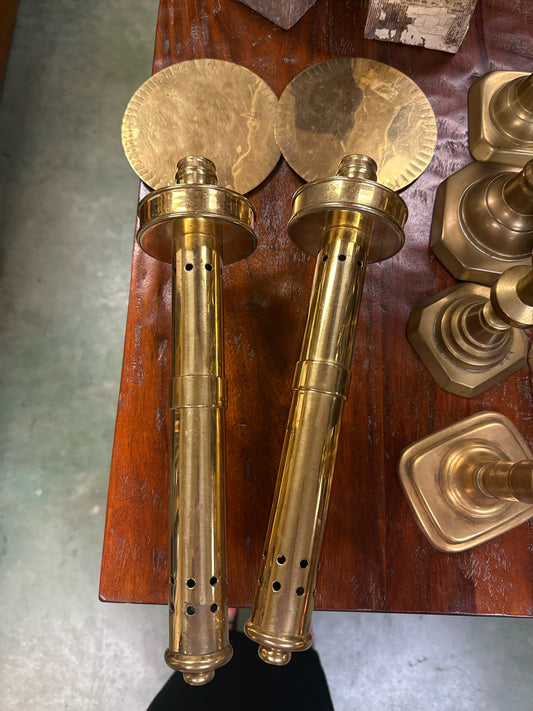 Pair Sold Brass Wall Sconces