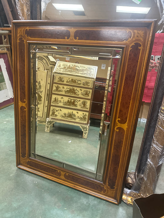 Mahogany Framed William IV-style Wall Mirror w/Gilt Decor/Inlay Marquetry (28x36