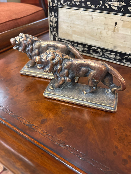 PAIR of Brass Lion Bookends