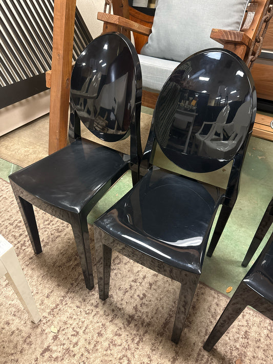 Louis Ghost Style in Black Arm Dining Chairs (Set of 4)