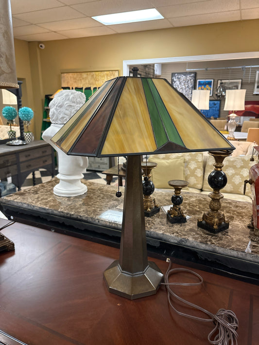 Mission Tiffany Style Table Lamp - Brown/Green/Tan