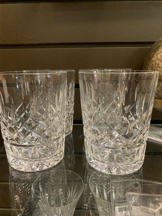 SET (4) - Vintage Waterford Lismore Old Fashion Glasses (not signed)