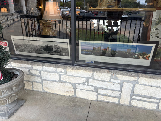 PAIR of Austin "Then & Now" Prints in Black Frames (15 1/2 x 42)