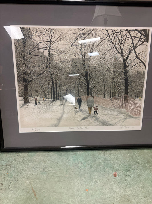 Signed & Numbered "Snow Central Park" Lithograph by Harold Altman (27x32)