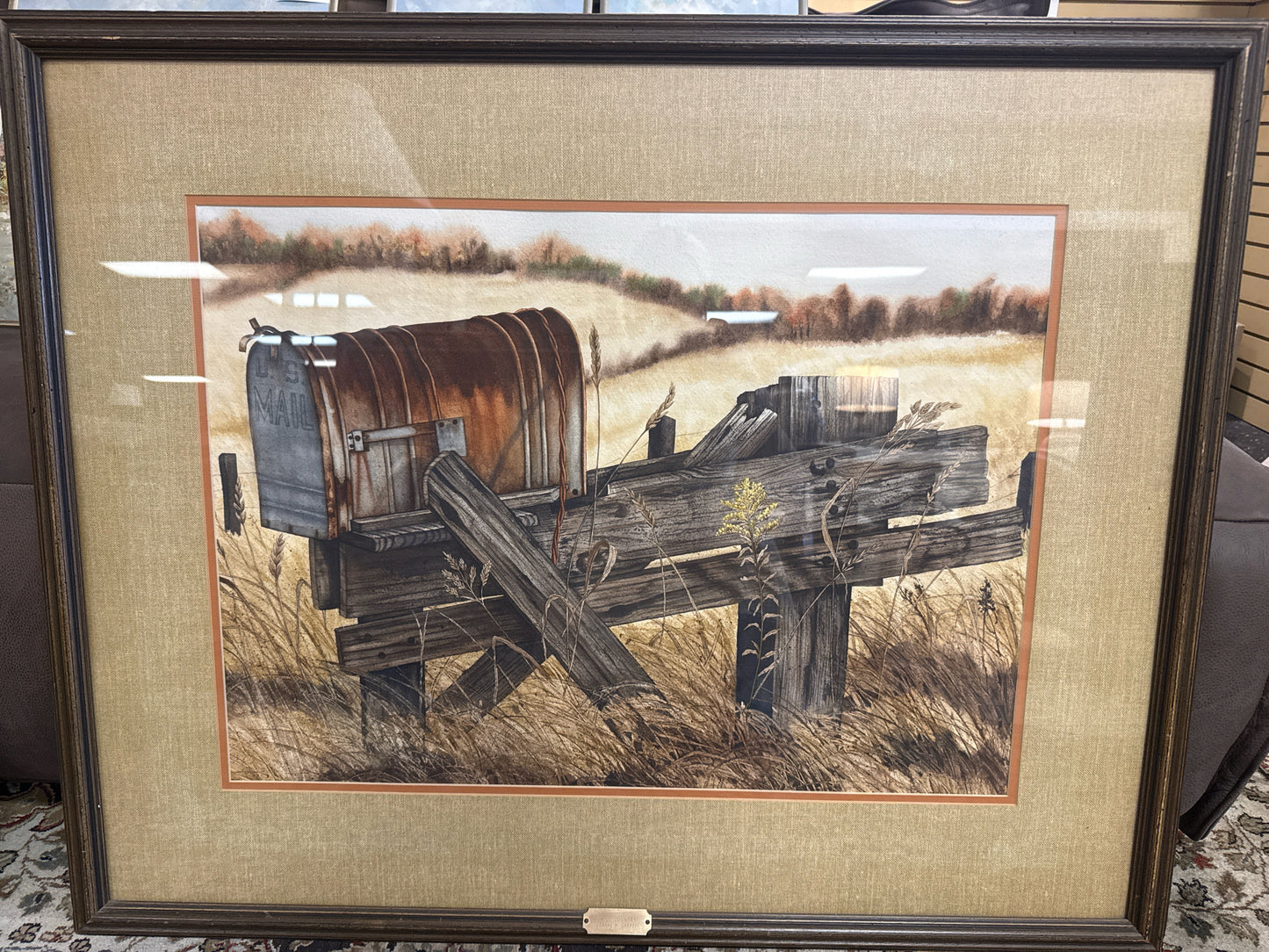 Rustic Watercolor- "Hill Country" By Joann Garrett - Mailbox and Weathered Fence