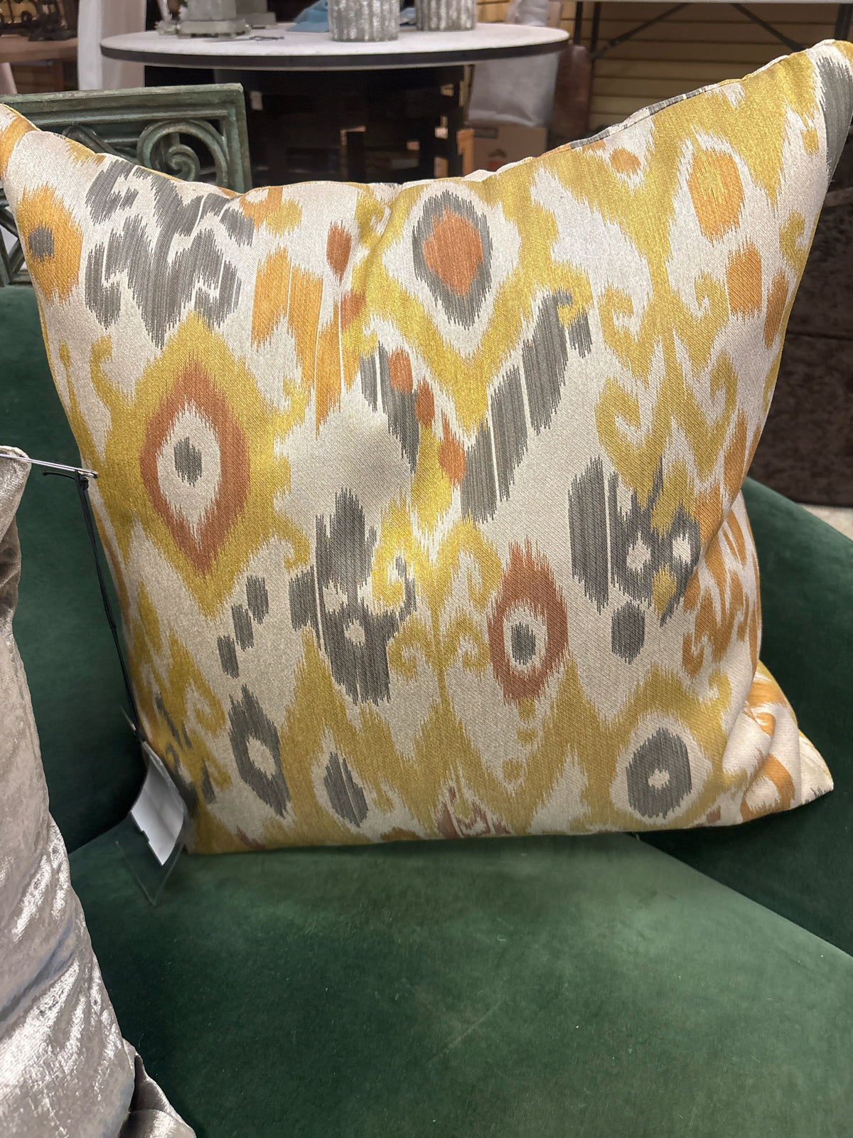 Custom Down Filled Square Pillow-Gold/Orange/Gray/Beige