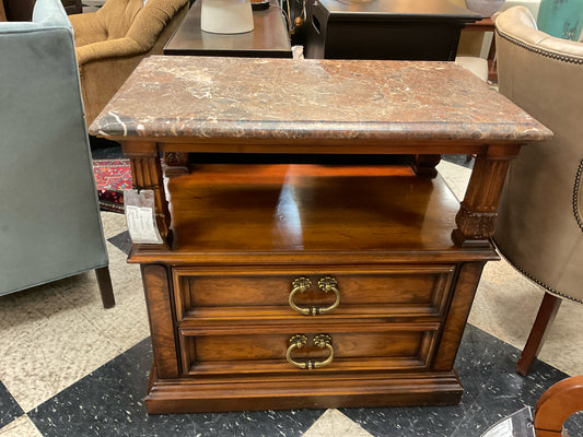 Henredon, Amalfi Collection, 2 Drawer Marble Top Nightstand - 36W X 20D X 34H
