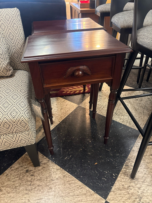 Pair of Antique Mahogany Bedside Tables w/ Carved Handles ( Victorian)