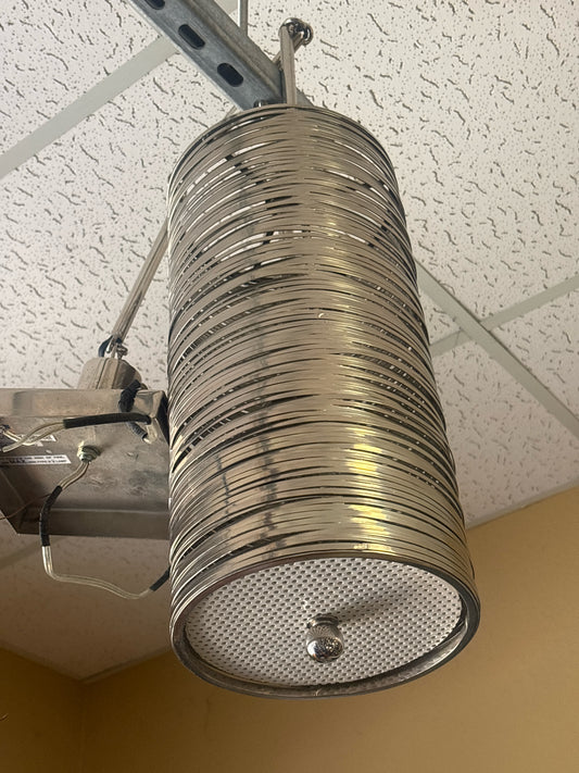 Vintage Saturno Pendant Lamp by Kazuo Motozawa w/ Coiled Metal (HW @desk)18"Hx8"