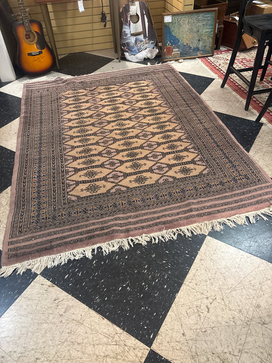 Persian Handknotted Wood Rug- Lavender/Beige/Black (63x86)