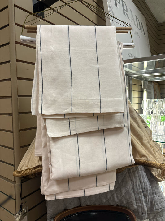 West Elm Linen Striped Queen Duvet and 2 Standard Shams