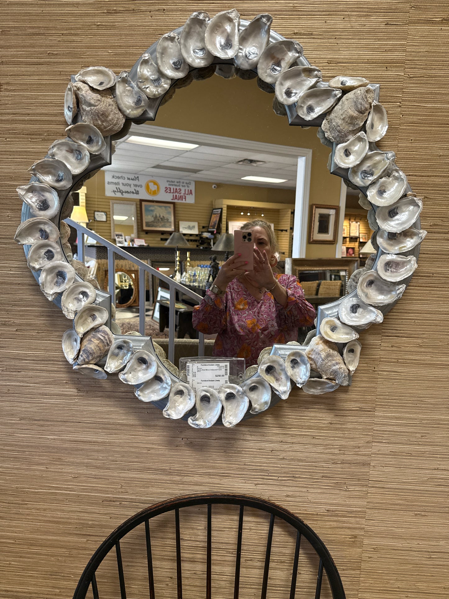 Oyster Shell Mirror Iridescent Frame 29"w