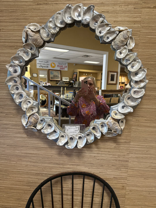 Oyster Shell Mirror Iridescent Frame 29"w