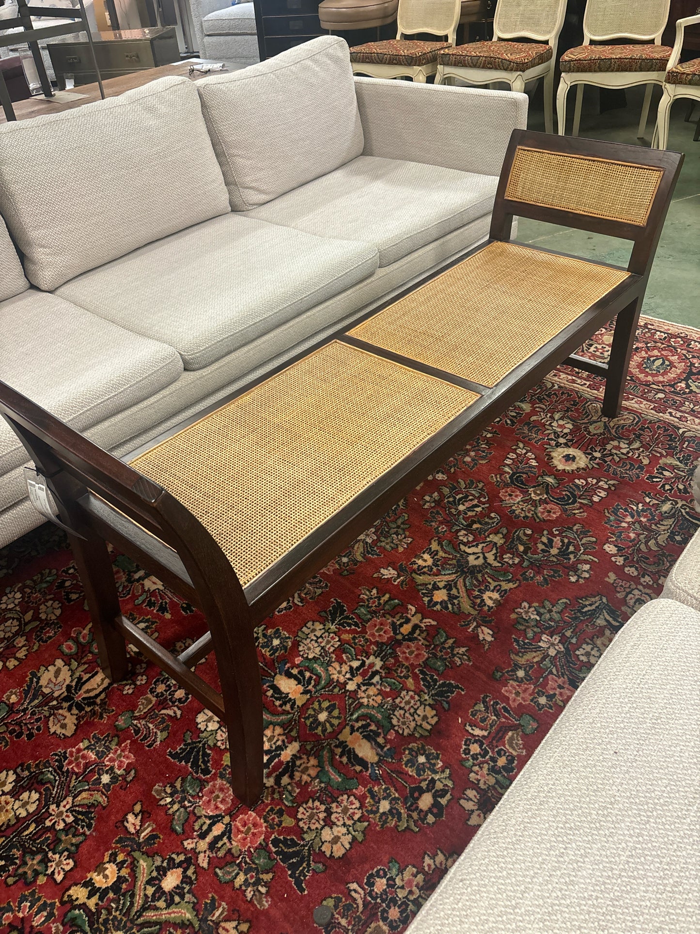 Crate & Barrel Wood & Rattan Bench