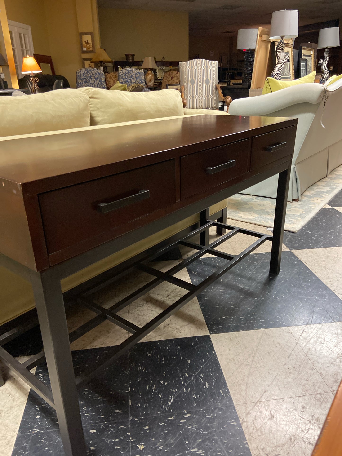 3 Drawer Console Table w/ Metal Base