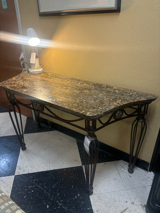 Norwalk Italian Art Deco Iron & Granite Console Table