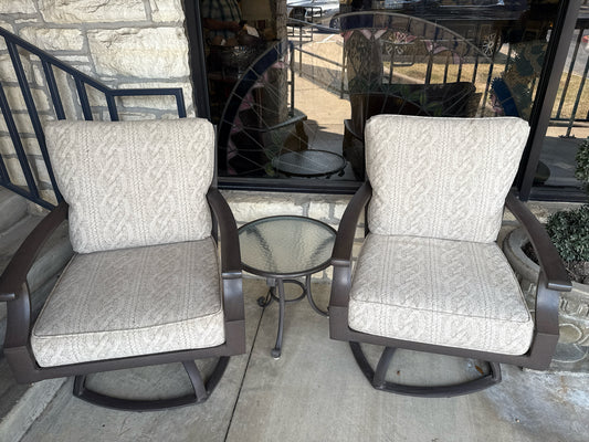 Two Outdoor Swivel Chairs w/Cushions