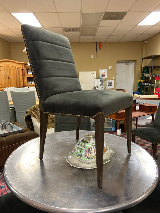 Set of 6 Gray Dining Chairs w/ Nailheads