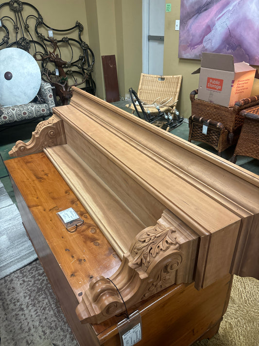 Custom Made Unfinished Cherry Fireplace Mantle w/ Wall Cleat (64 x 12.5 x 22)